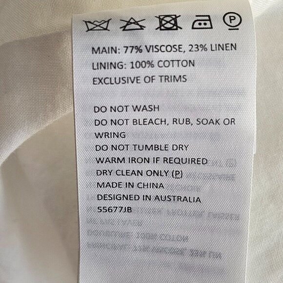 Bardot White Linen Blend Front Button Blazer w/ Shoulder Pads Sz 6 - Picture 9 of 9